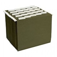 Staples® Recycled Reinforced Hanging File Folders, 5-Tab, Letter, Standard Green, 25/Box (16403)